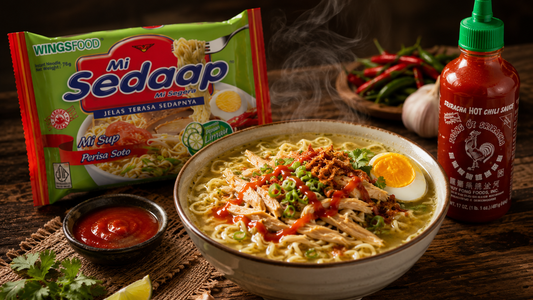Spicy Mi Sedaap Soto with Sriracha for Extra Heat