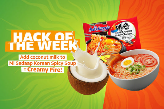 Mi Sedaap Korean Spicy Soup hack of the week: add coconut milk for a creamy spicy flavor.