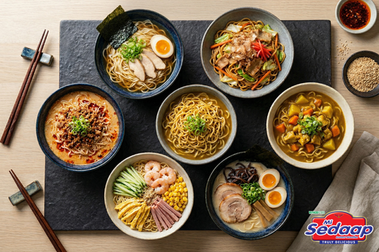 7 bowl of Mi Sedaap Noodle with Japanese Noodle Recipe
