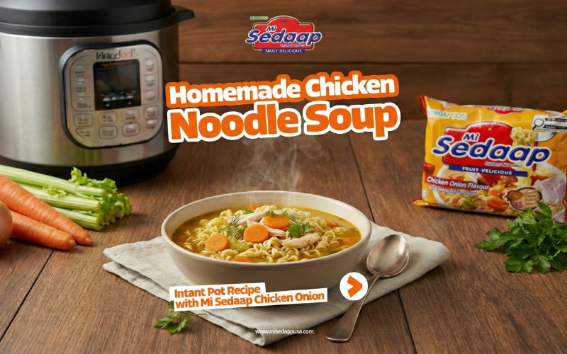 Homemade Chicken Noodle Soup with Mi Sedaap Chicken Onion Soup