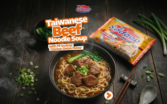 Taiwanede Beef Noodle Soup with Mi Sedaap Chicken Onion Soup Flavor